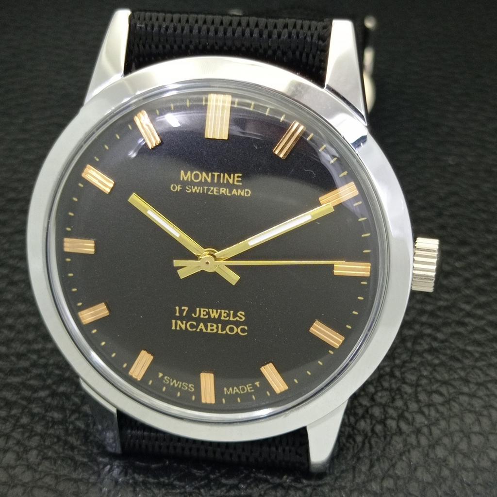 VINTAGE MONTINE 17J INCABLOC NATAHOVACÍ ŠVÝCARSKÉ PÁNSKÉ HODINKY a285411-11