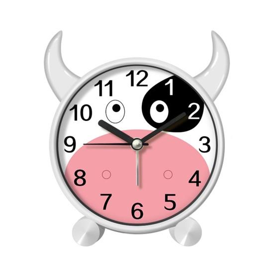 Battery Operated Desk Clock Cartoon Animal Alarm for Students, Non-Ticking Quiet Movement Kids Room Clock, Home Bedroom Small Decorative