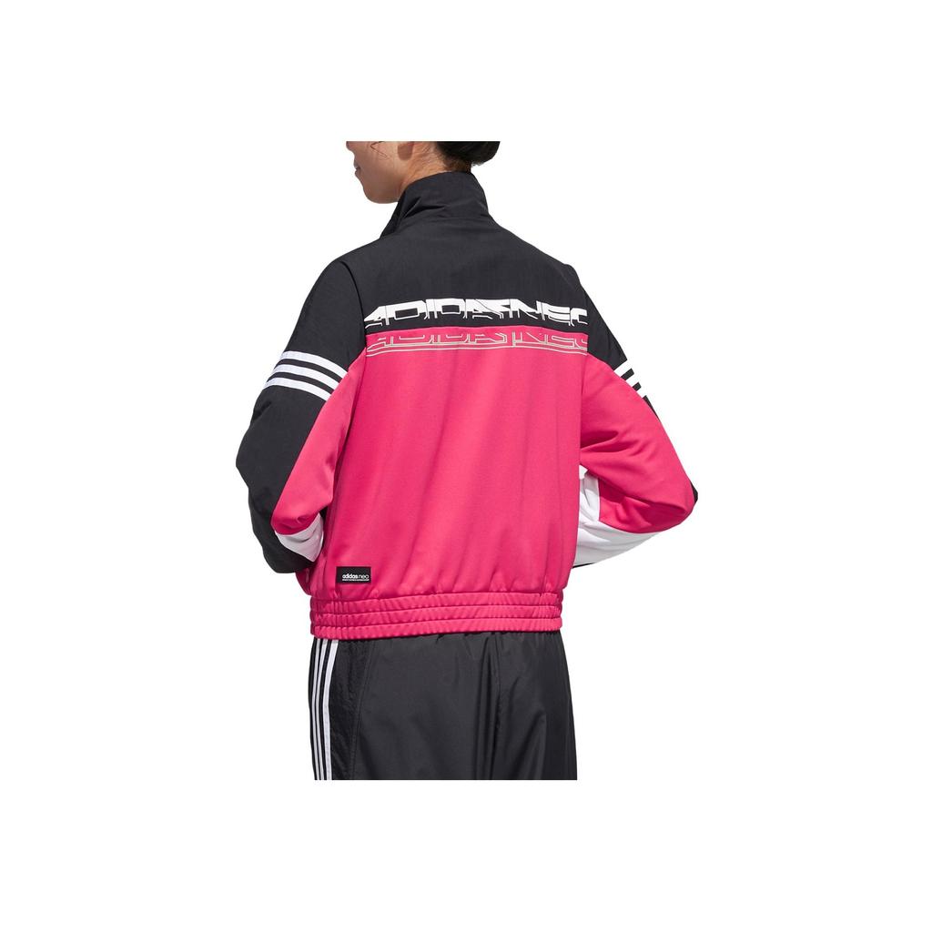Adidas Neo Short Color Block Striped Stand Collar Vintage Casual Jacket Women Jacket Pink GM2313