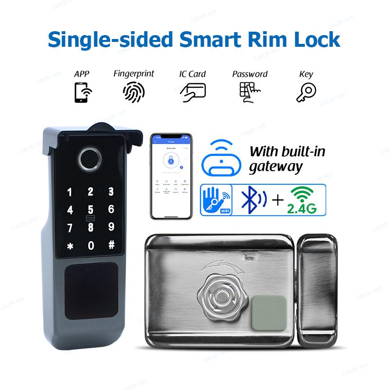 TTLock WIFI Version Double Side Fingerprint Waterproof Outdoor Gate Passcode Rfid Card Keyless Smart Door Lock