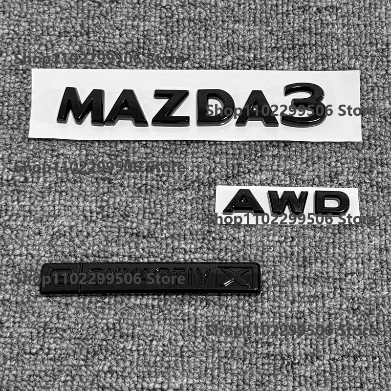 Glossy Black ABS Car Front Grille Eemblem Rear Trunk Badge Replace Stickers SKYACTIV GX For 2019-2025 Mazda 3 Logo Accessories