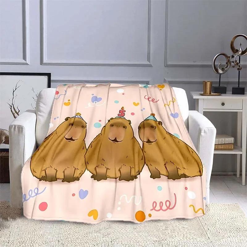 10 Sizes Cartoon Capybara Pattern Blanket Warm Soft Fluffy Kids and Adult Sofa Bed Throw Blanket Outdoor Travel Camping Sheet