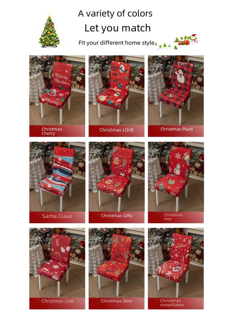 Decorative Cross-Border Christmas Chair Covers - Elastic Dining Chair Back Covers, Holiday Decor, Christmas Tablecloth Chair Covers.