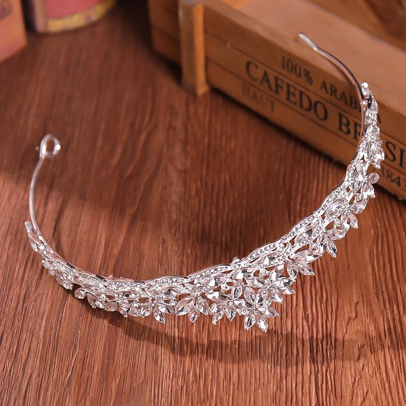 Kristallblatt Braut Diadem für Damen Strass Hochzeitskrone Silber Gold Roségold Haar Accessoires für Braut Abschlussball Schönheitswettbewerb