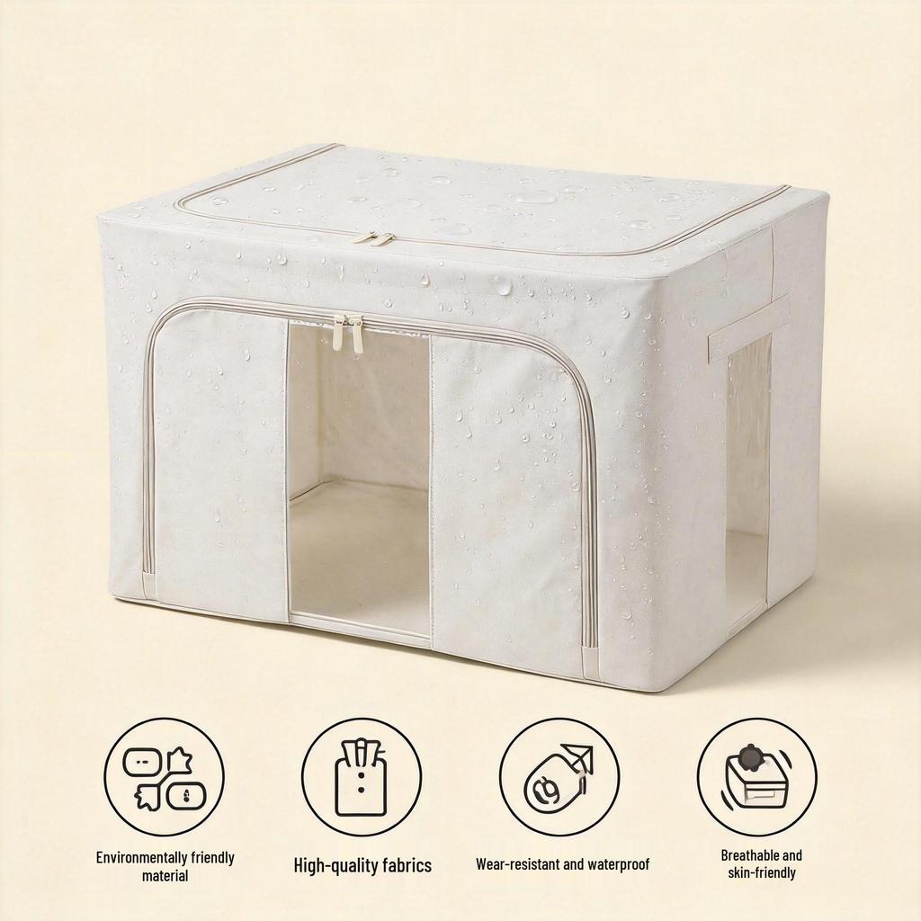 Tianshan Foldable Cotton Linen Storage Box - Dustproof, Moistureproof, Large Capacity for Bedroom Clothes