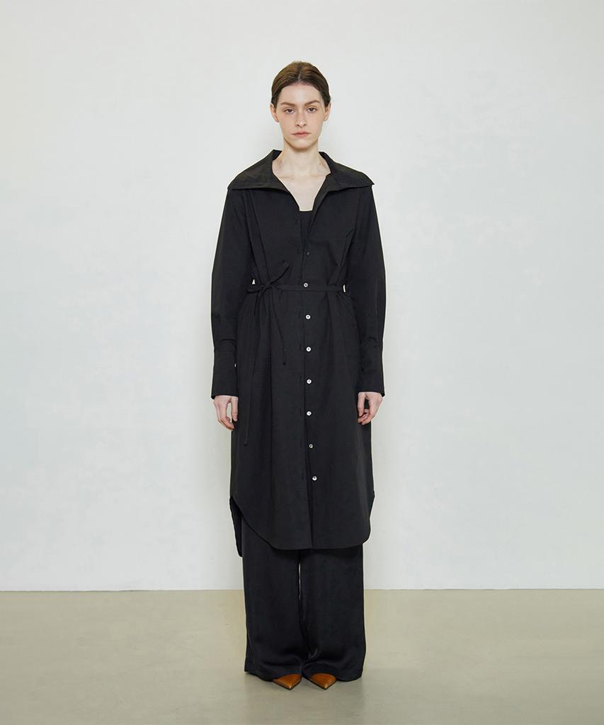Supaeg Pima Cotton Shirt Dress _ Ivory, Sky Blue, Black