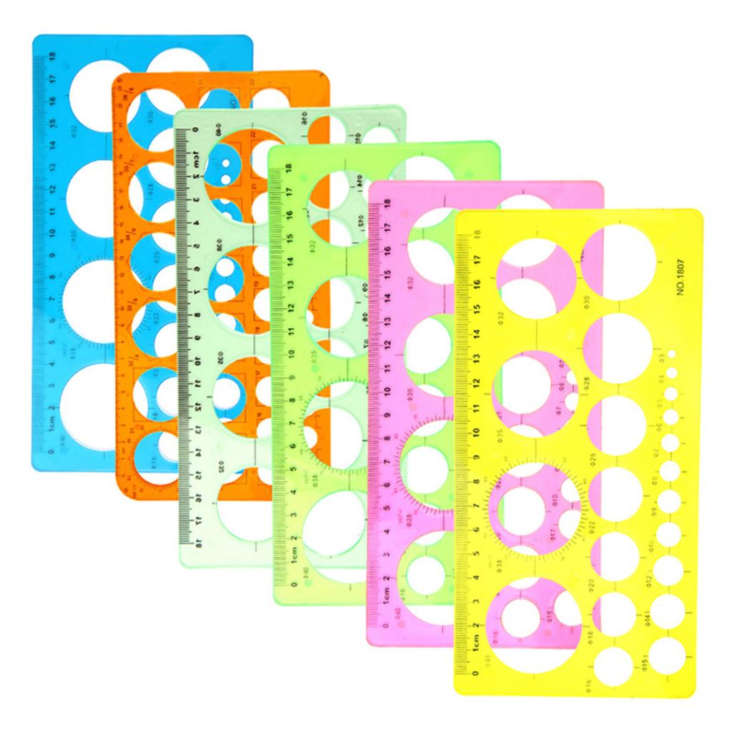 10 Pcs Multifunctional Ruler Quilling Tool Circle Template Measuring Geometric Ruler Shape Stencil Round Hole Ruler Tool