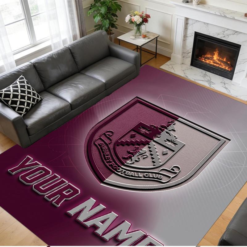 Crystal Velvet Rug Custom Name Text, Soft Non Slip Floor Mat Home DecorBurnley Football
