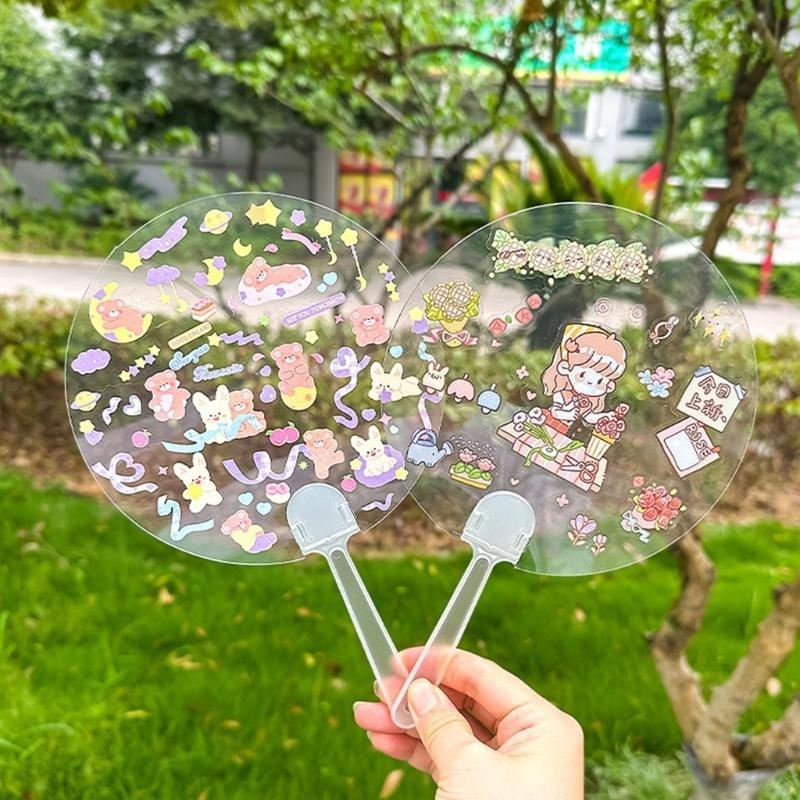 62KD 10pcs DIY Blank Fan Ornament Multifunction Household Decorative Fan