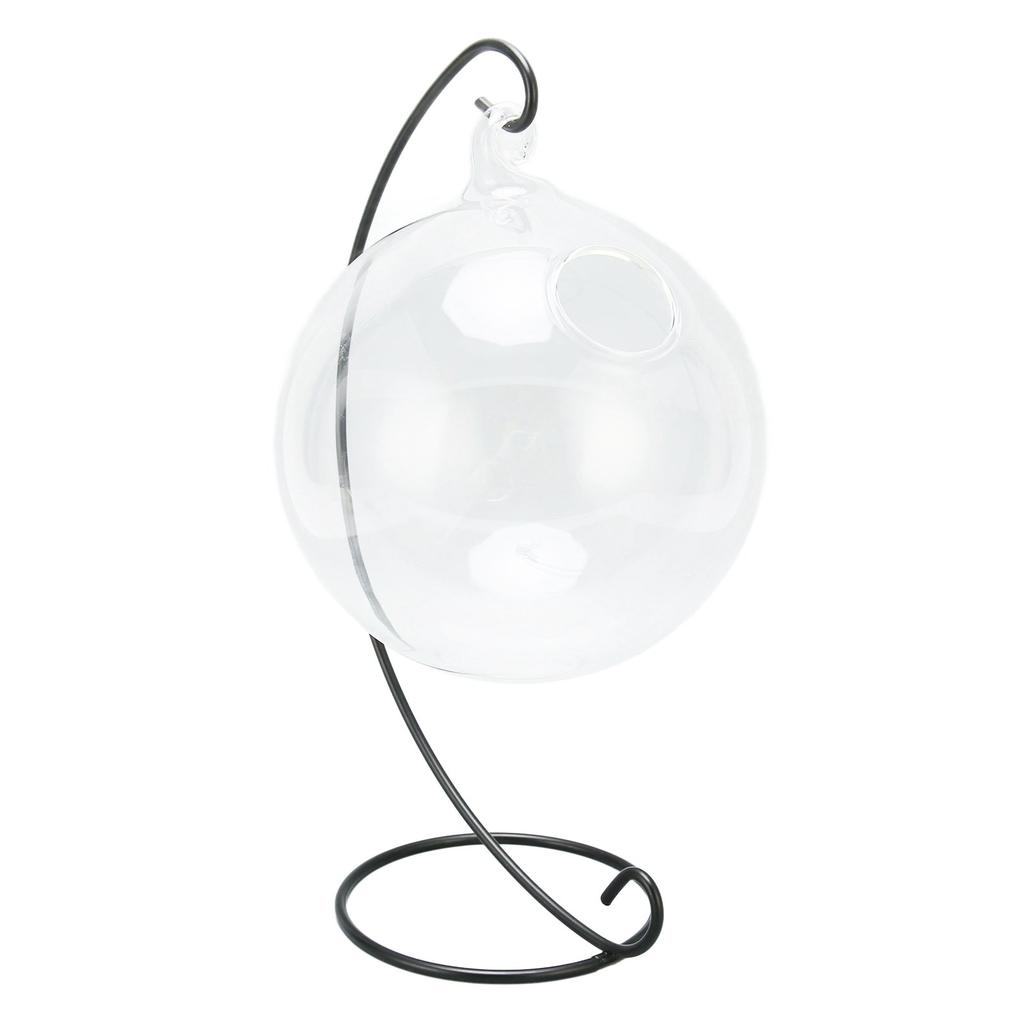 Hanging Glass Fish Tank Transparent Desktop Hanging Glass Fish Bowl with Stand for Office Home Decoration