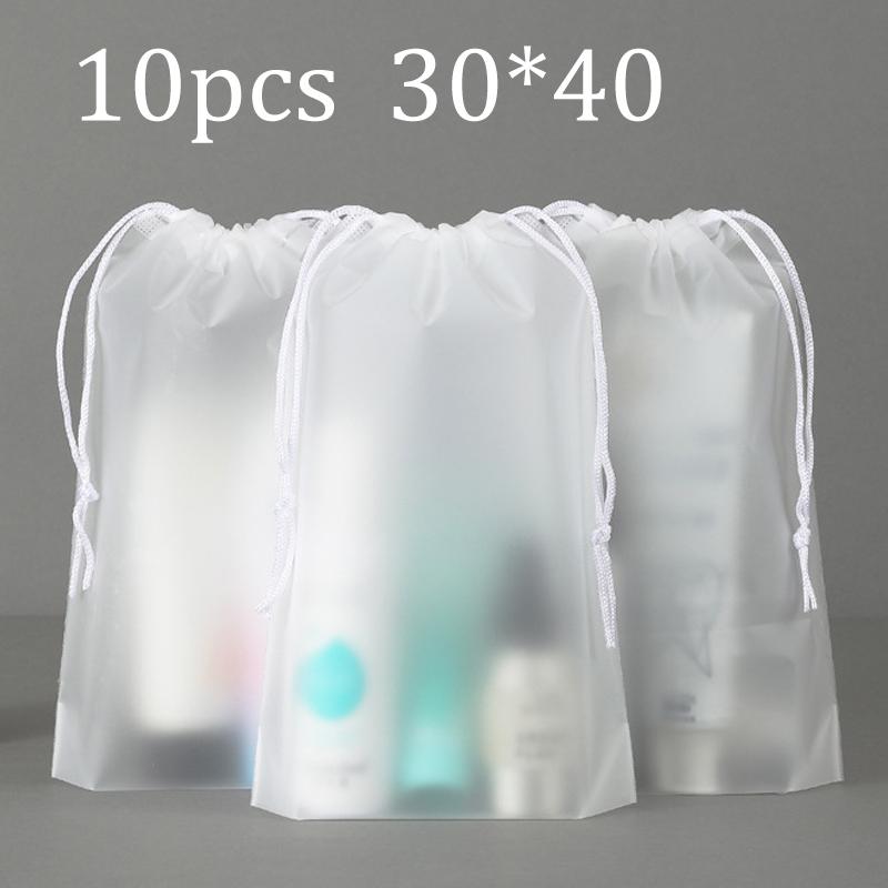 10PCS Clear Shoe Storage Drawstring Storage Bag for Sundries Travel Makeup Bag Waterproof Transparent Plastic Storage Bag