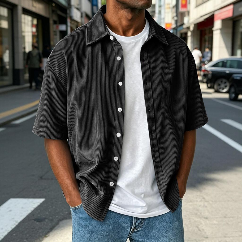 Men's Collared Top Men's Casual And Comfortable Short Sleeved Shirt