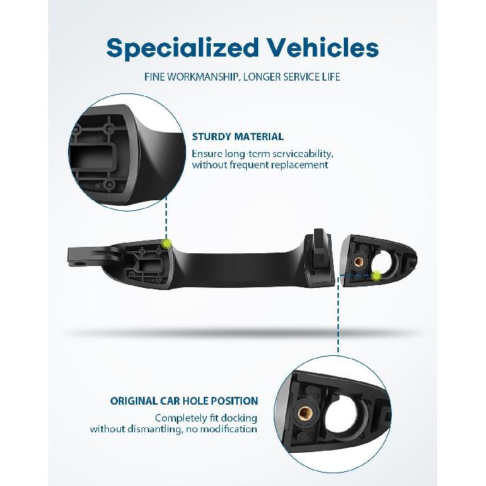 LUJUNTEC Exterior Front Rear Driver Left Passenger Right Door Handle Replacement for 2004-2009 for Kia for Spectra,2005-2009 for Kia for Spectra5,