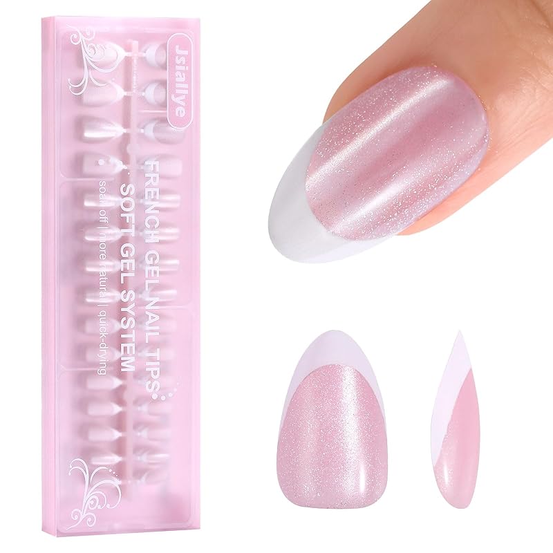 Milky Whit French Tip Press on Nails, 240Pcs French Press On Nail Short Square,Pre-Applied Primer & Top Coat,4 in 1 Gel Nail Tips Soak off Acrylic