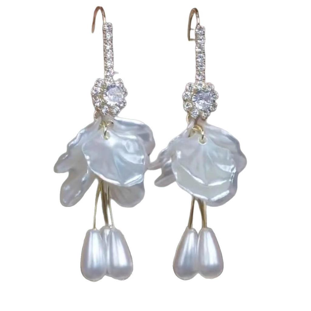 Elegant Pearl Petal Tassel Earrings - Versatile, Unique Design for Women, Perfect for a Stylish, Fashionable Look