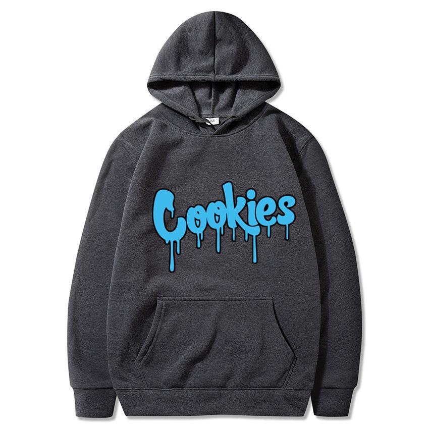 Wish2026 New Cookies Printed Fleece Men s Autumn and Winter Thick Sweater Hoodie S темно-серого