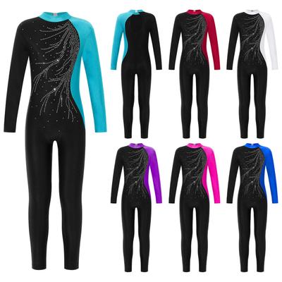 Kids Girls Long Sleeve Ballet Dance Leotard Unitard Ballerina Gymnastic Dance Wear Costumes One Piece Suits