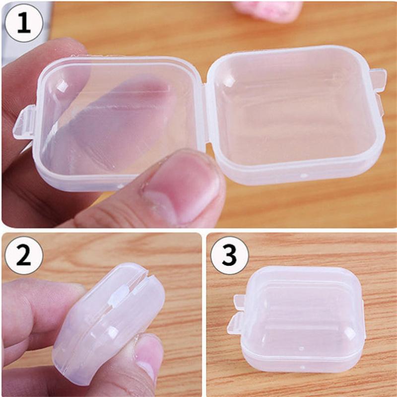 5/10/50/100PCS Transparent Square Plastic Jewelry Box Organizer With Individual Ring Slot For Rings Necklaces Earrings Storage