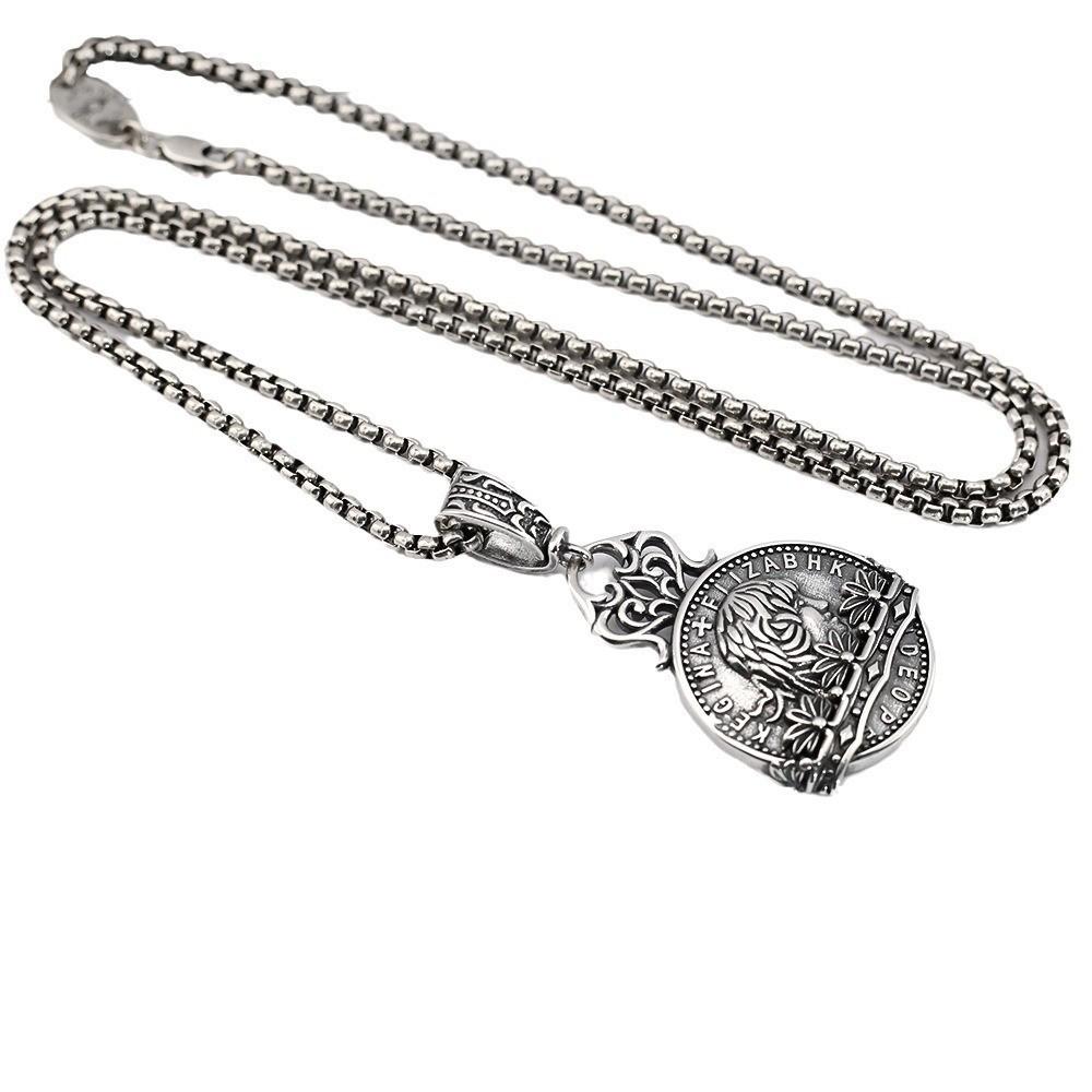 Vintage Distressed Universal Fishtail Clasp Thai Silver Necklace for Men and Women