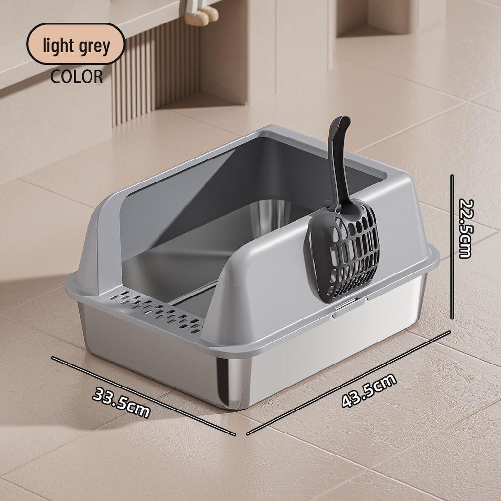 Stainless Steel Top-Entry Cat Litter Box, Anti-Splash Design