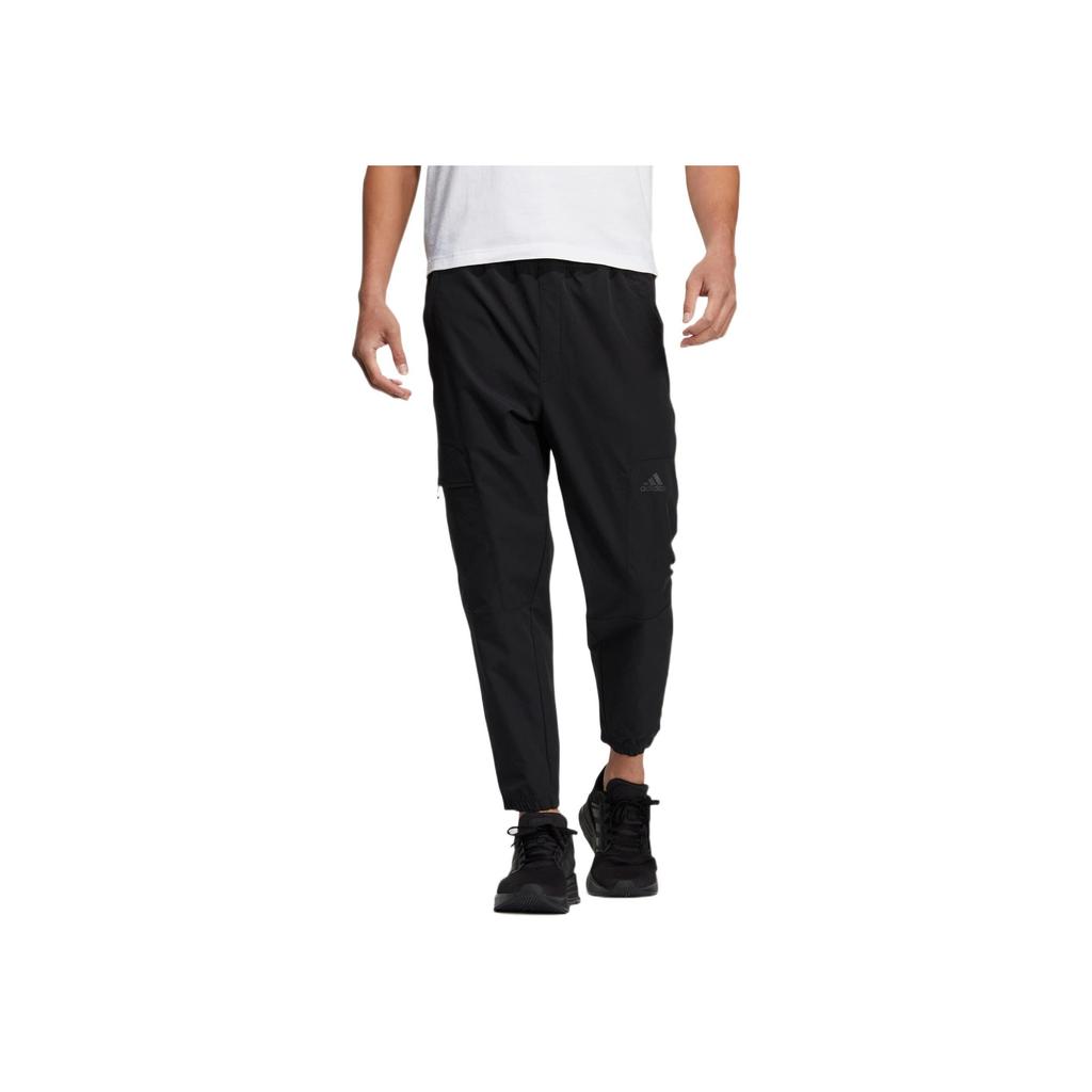 Adidas Solid Color Drawstring Tapered Sweatpants Men Bottoms Black HN9003