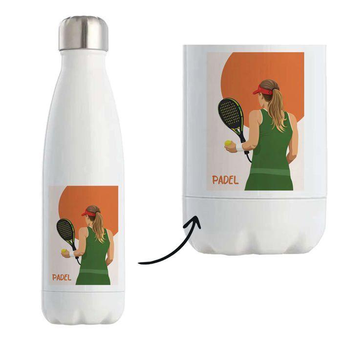 Bouteille isotherme - PLANETEE - Padel Femme Moderne - 500 ml - Double paroi inox 24h/12h - Bouchon hermétique