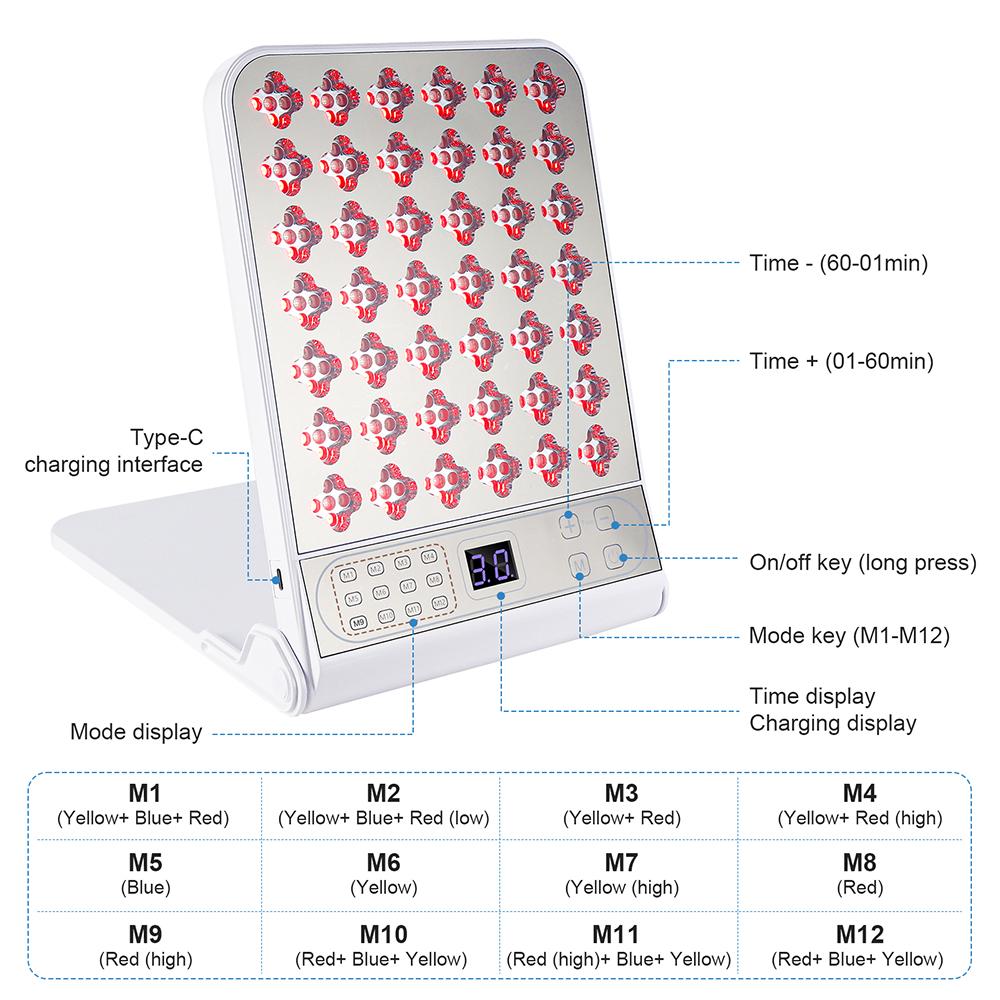 Wireless Face Body 4 Colors LED Photon Beauty Board Red Light Skin Rejuvenation LED Beauty Device Back Care LED Mask SPA Salon