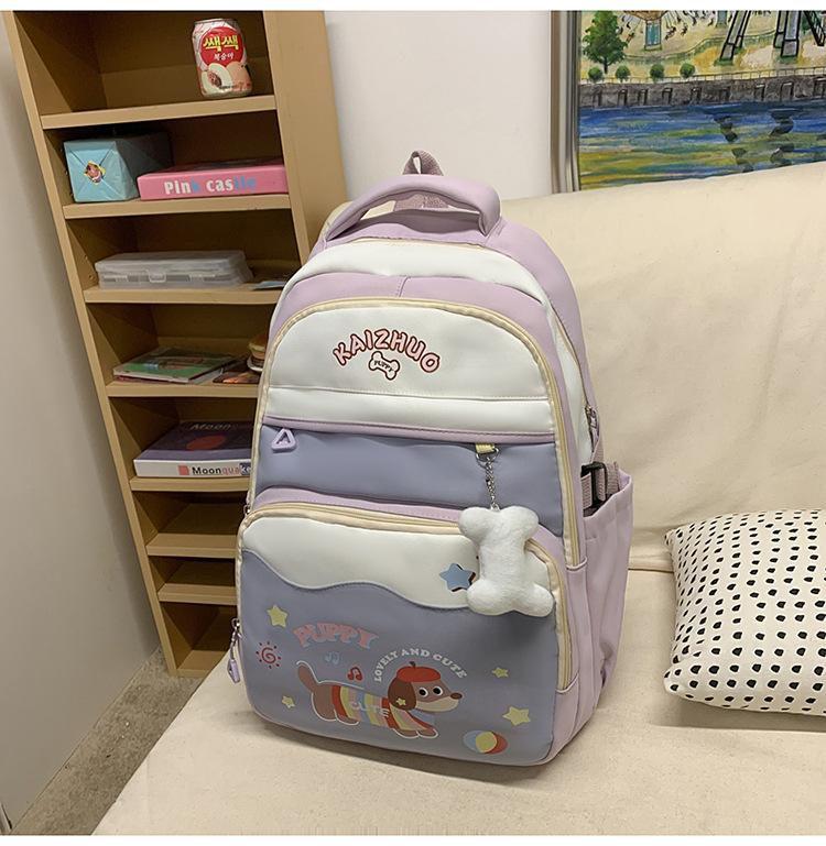School bag new versatile high-value backpack for junior and high school students large-capacity load-reducing school bag Korean version ins cute