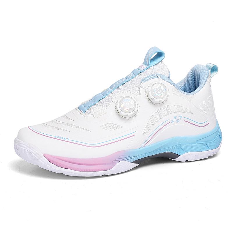 Men's Breathable Rotary Buckle Sports Shoes - Lightweight Casual Badminton and Tennis Trainers