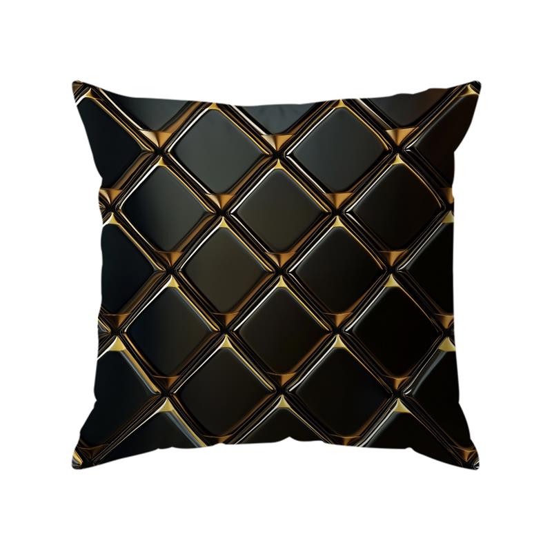 1 Stück Schwarz-Gold karierte Kissenbezüge Polyester Geheimnisvolle Party-Kissenhülle für Sofa Stuhl Bett Auto Party Tischdekoration
