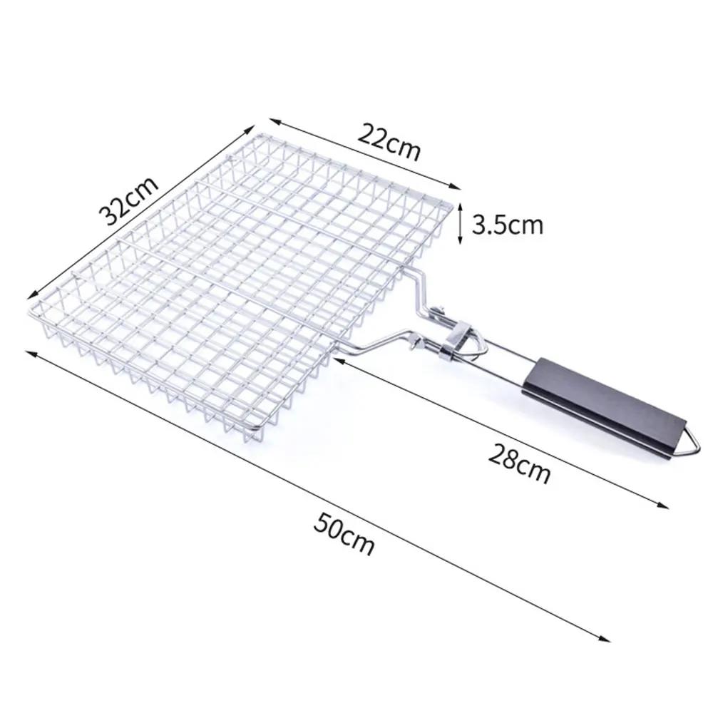 304 Stainless Steel Grill Net Clip with Handle Perfect Outdoor BBQ Family Gatherings Camping Trips Picnic Cookware Barbecue Tool