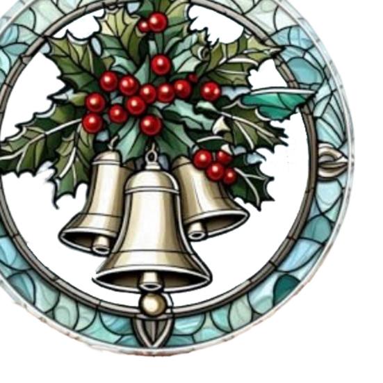 Yousheng Bell Stained Glass Orament Small Bell Suncatcher Window Christmas Tree Hanging Ornaments for Christmas Home Decor