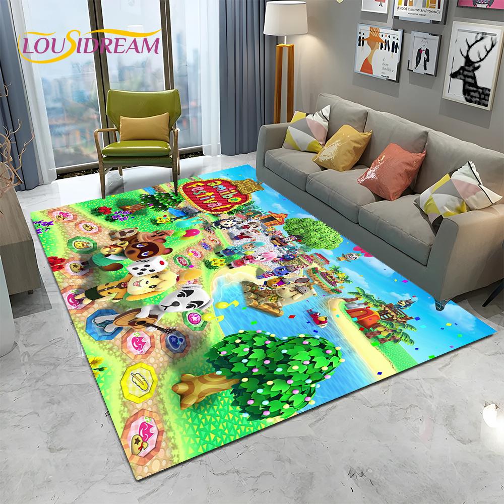 Cartoon Animal Crossing New Horizons Area Rug,Carpet Rug for Living Room Bedroom Sofa Doormat Decor,Kids Play Non-slip Floor Mat