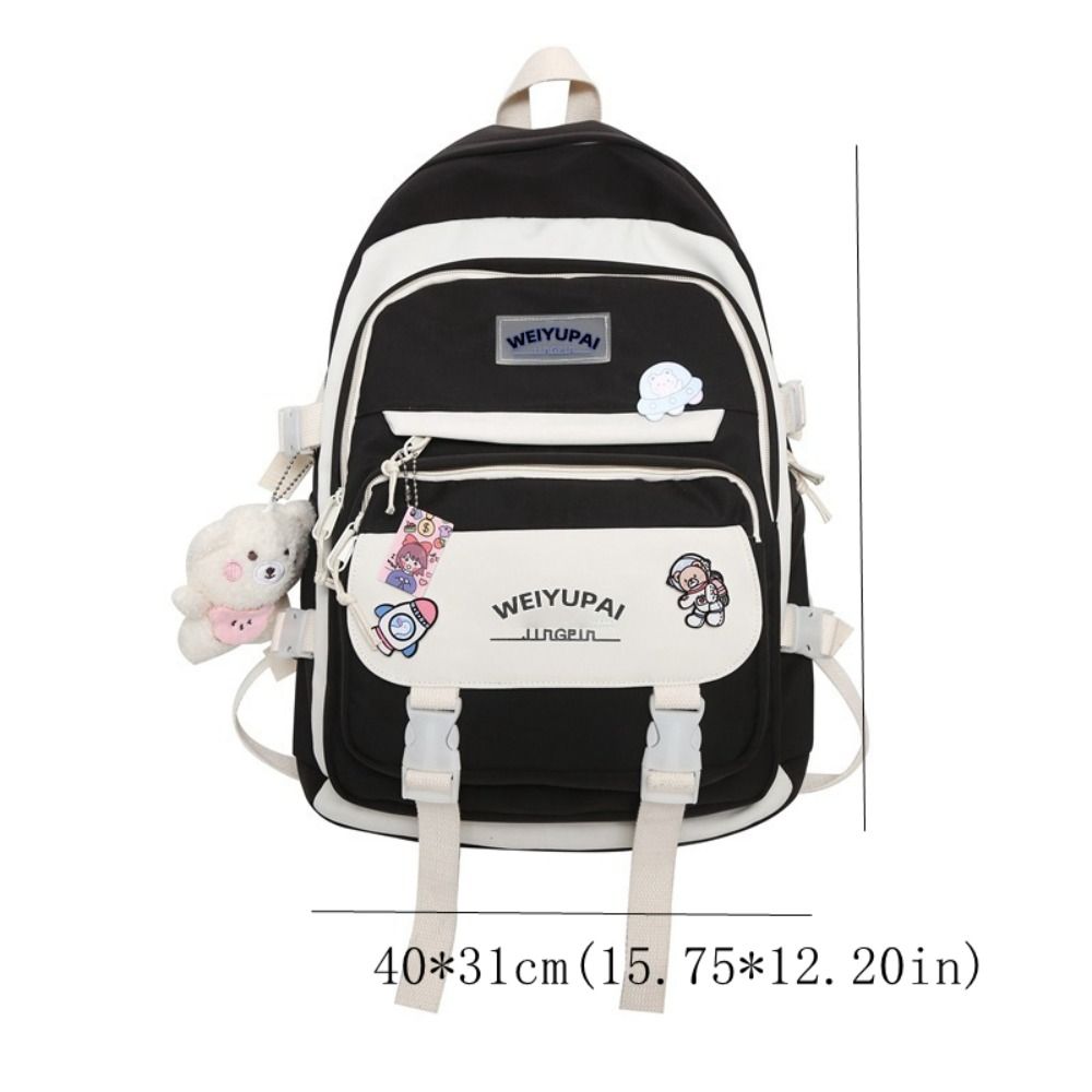 Ins Students School Bags Multi Pockets Large Handbag Cute Teenage Shoulder Bags  Girl