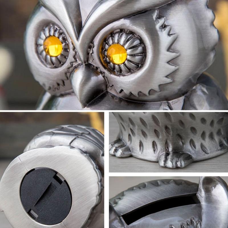 Eulenform Spardosen Dekorative Metall Münzaufbewahrung Organizer Glas mit leicht zugänglicher Basis Kindersicherheit Abgerundetes Design