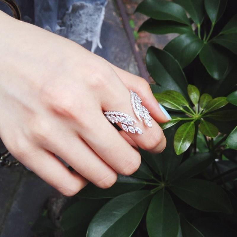 Horký Nový Prsten ze Sterlingového Stříbra 925 Hruškový Brus Smaragdový Brus Simulovaný Diamant Svatba Párty Vintage Otevřený Prsten Jemné Šperky Vánoční Dárky