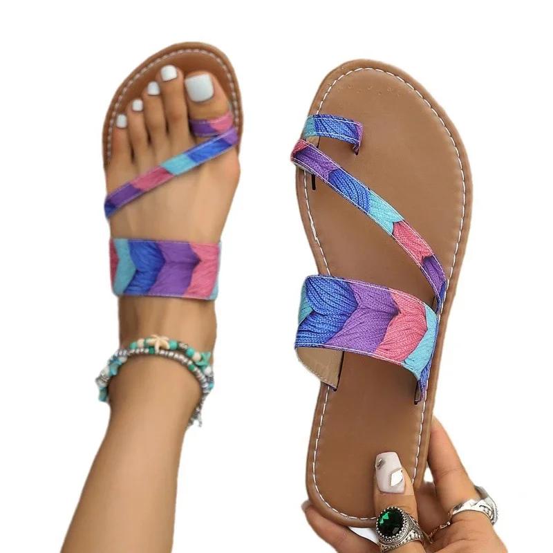 Fashion Women's Roman Slippers  New Summer Fashion Retro Large Size Lightweight Flat Sandals Outdoor Beach Casual Shoes Flip Flops