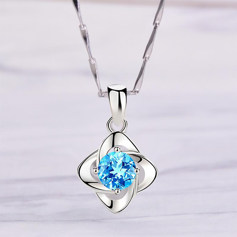 Necklace Women'S Collarbone Chain Silver Jewelry Four Leaf Clover Jewelry Pendant For Girlfriend And Wife Birthday Gift