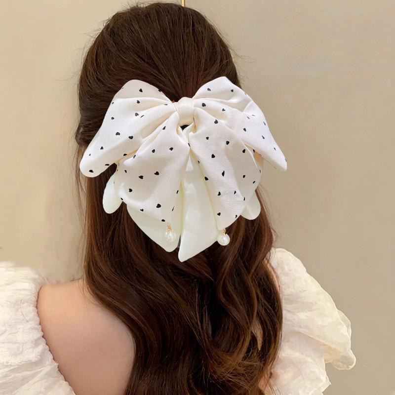 Handmade Chiffon Floral Bow Ponytail Clip for Voluminous Hair