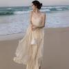 Sanya Women's Fairy Beach Dress - Summer French Strappy Seaside Vacation Long Dress
