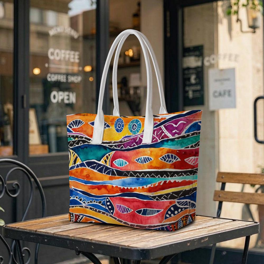 Bohemian Printed Tote Bag for Women Fashion Colorful Large Capacity Daily Shopping Shoulder Bag