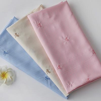 145x100cm Soft Butterfly Bow Embroidered Striped Fabric Durable Craft Cloth for DIY Hairbands Kids Clothing & Children's Project