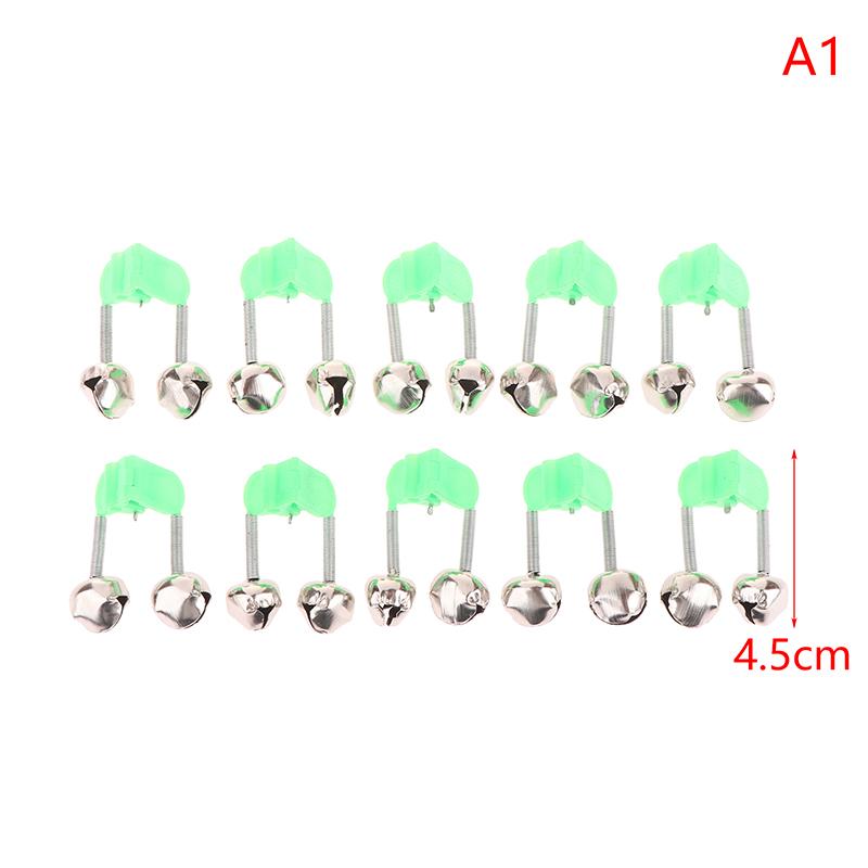 10Pcs Fishing Rod Tip Clips Plastic Fishing Bells Clips Night Fishing Fish Bite Bait Alarm Indicator Light With Dual Alert Bells