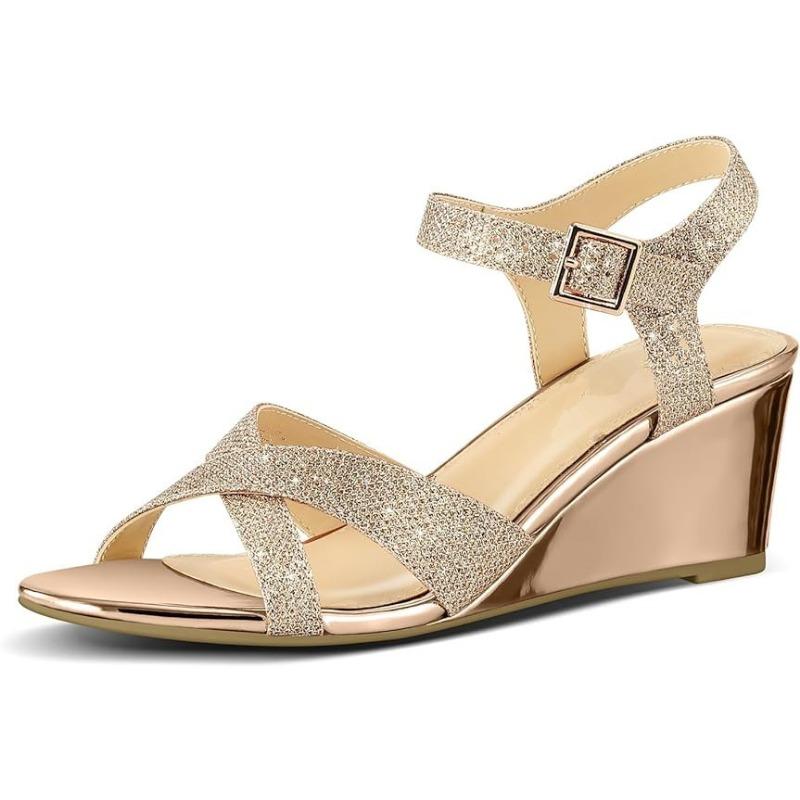 Spring new wedge heel sandals one-button fashionable versatile women's shoes