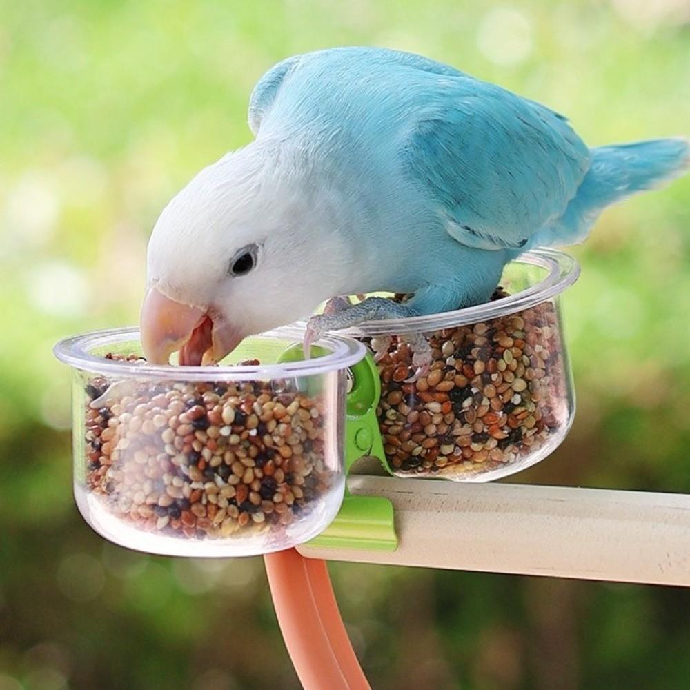 With Clip Bird Cage Feeder Transparent Pet Bird Feeder Parrot Food Bowl  Small Pet Bird