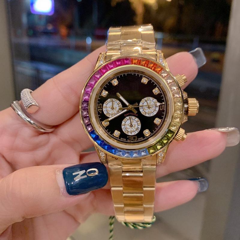 

Чоловічий годинник Laojia Rainbow Daytona: Циферблат з діамантами, Багатофункціональний, Корпус Oyster, Механічний, Водонепроникний