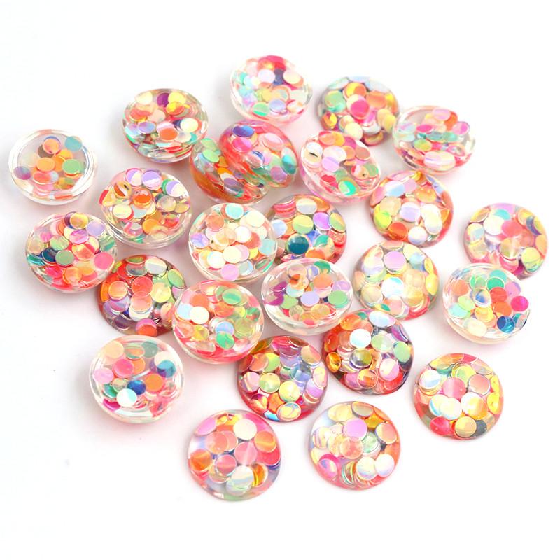 40pcs 12mm Mix Colors Star Round Moon Style Flat Back Resin Cabochon For Bracelet Earrings Accessories