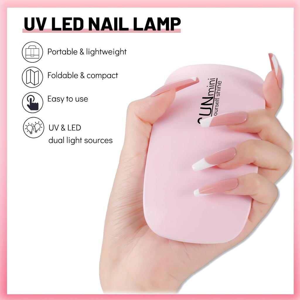 6LED Mini Nail Dryer - UV/LED Nail Lamp for Gel Varnish Curing - Micro USB Powered Nail Art Equipment for Manicuring and Nail Care