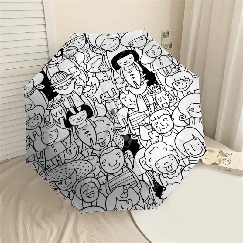 

1PC crowd people Umbrella-8-Rib Reinforced, Automatic Open, Lightweight & Durable, Cute Fashion Accessory for Outdoor-W188