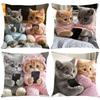 Nuevas Fundas de Almohada con Temática de Gatos, Fundas de Almohada Fiesta de Gatos para Teléfono Móvil, Fundas de Cojín Decorativas para Sofá para la Sala de Estar